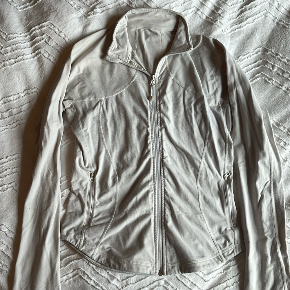 White LuLuLemon zip up, size 4